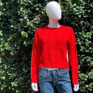 50% off list NWT Colorblack Cableknit Scarlet & Heather Grey Crew Neck Sweater